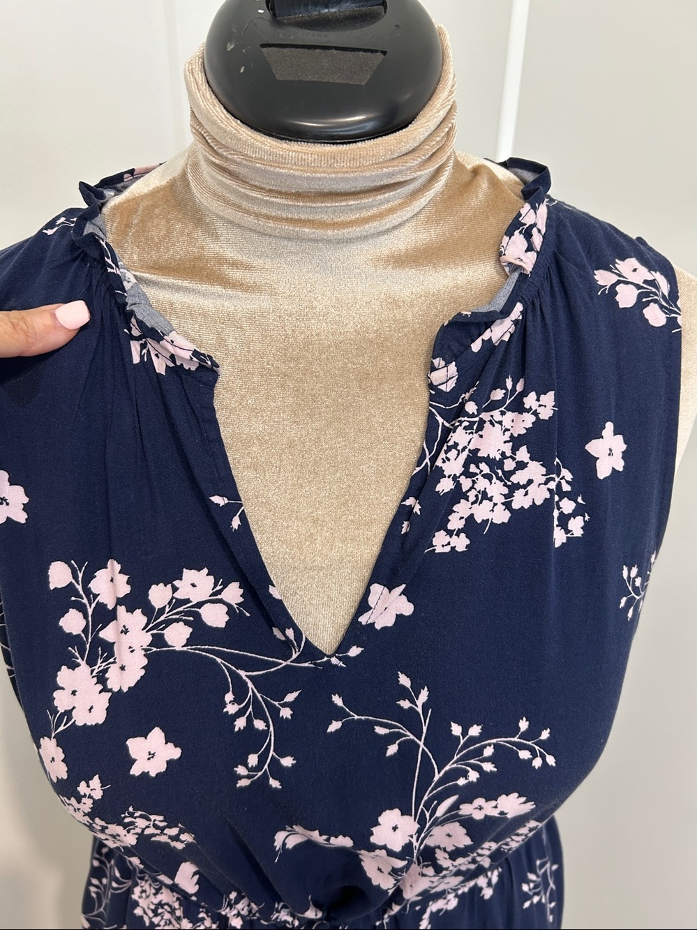 NWT Gap Floral Boho Crossover tie-belt tank dress | Size Large Petite - Picture 8 of 9